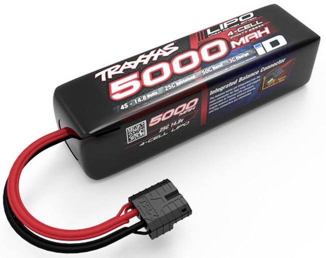 'Traxxas 5000 mAh 4-Celle LiPo Batteria con connettore di bilanciamento integrato e connessione ID.'