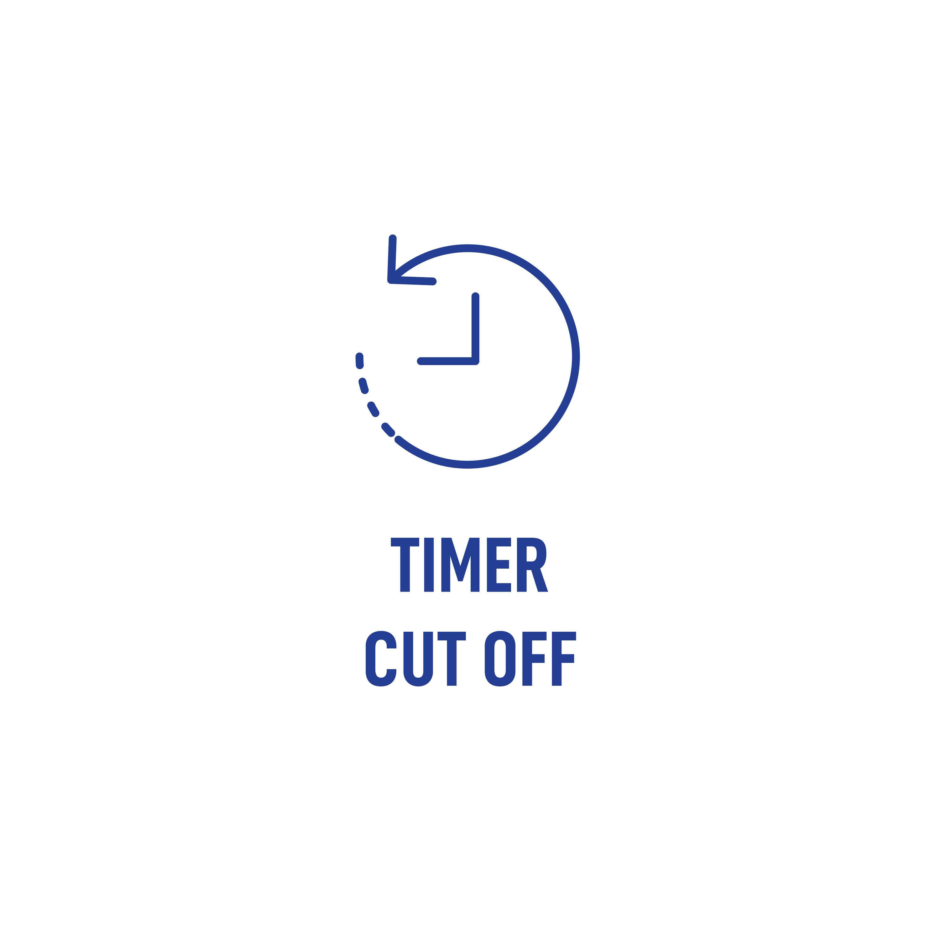 Un'icona di un orologio con una freccia e una linea tratteggiata, con il testo 'Limite Tempo' sotto, che indica una funzione di interruzione temporizzata.