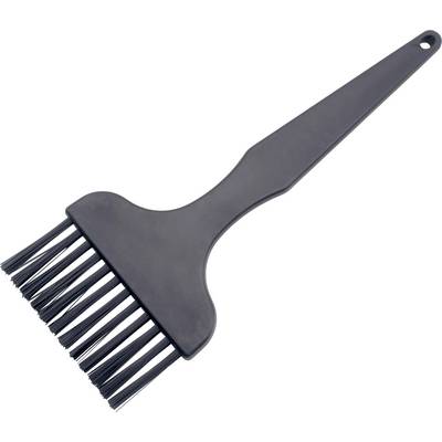 Un pennello da forno nero con manico in plastica e setole.