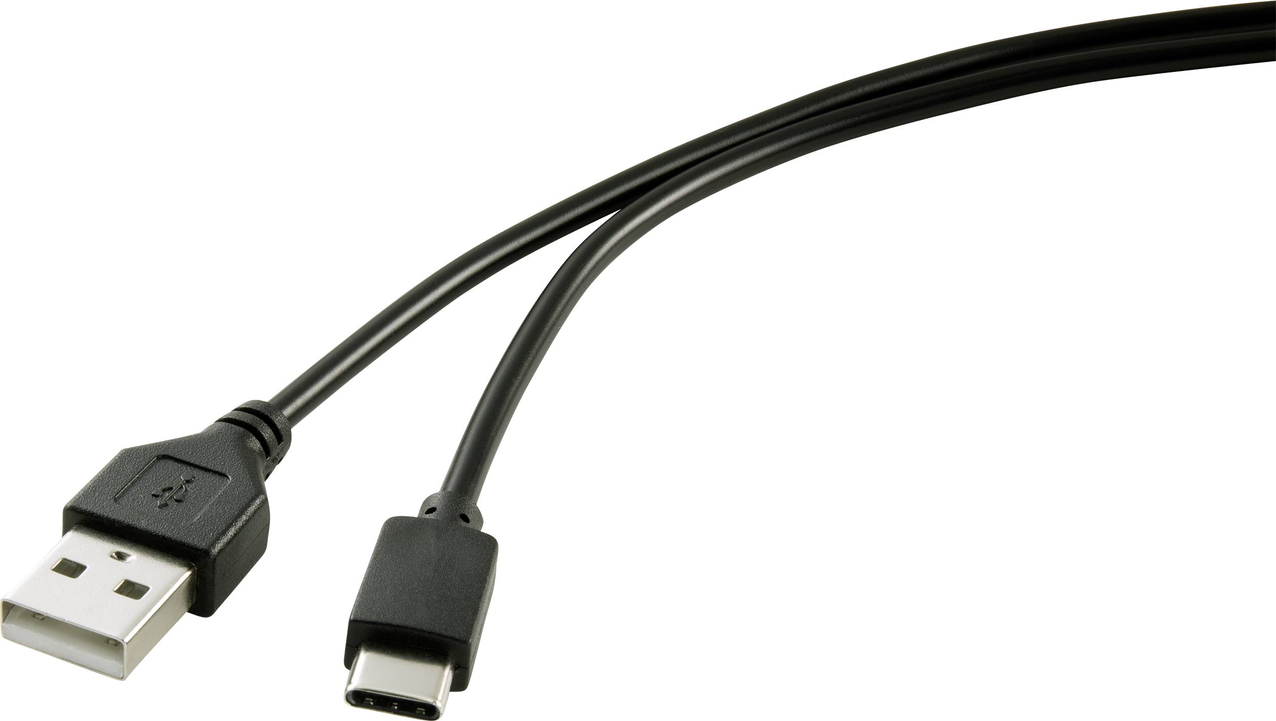 'Cavo nero con connettori USB-A e USB-C, idoneo per collegare dispositivi con attacchi diversi.'