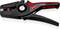 Una pinza con impugnatura nera e marcatura rossa, contrassegnata con 'Knipex 12 52 195', adatta per la spellatura dei cavi.