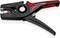 Pinza spelacavi, nero e rosso, per la rimozione precisa dell'isolante su cavi di diverse dimensioni. Testo sullo strumento: 'Knipex 12 52 195'.