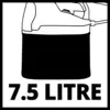 '7,5 litri' viene visualizzato sotto una rappresentazione schematica di un contenitore, probabilmente per indicare la capacità.