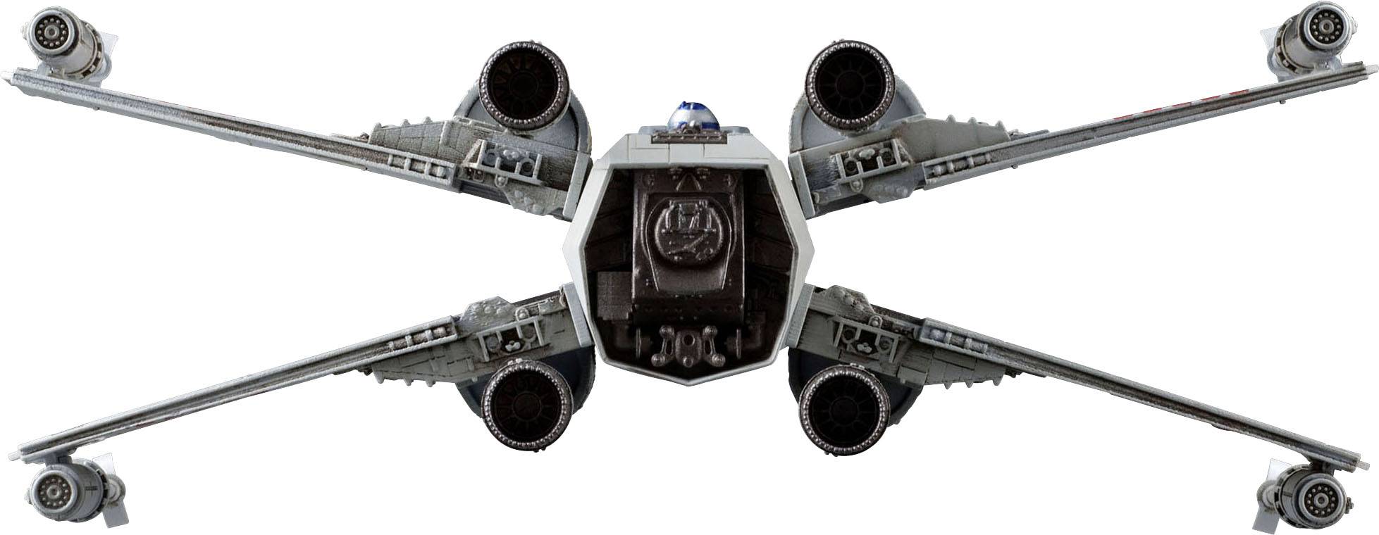 Un'astronave a quattro ali a forma di X, nota da un film di fantascienza. Ha una cabina di pilotaggio centrale e motori su ciascuna ala.