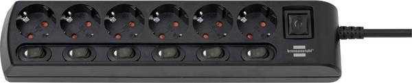 Brennenstuhl 1153110116 Multipresa con interruttore 6 scomparti Nero Schuko 1 pz.