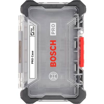 Scatola trasparente in plastica con la scritta 'BOSCH PRO'. Contiene scomparti per conservare utensili o piccoli componenti.