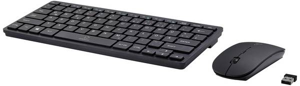Renkforce RF-KMC-410 Senza fili Kit tastiera, mouse  Tedesco, QWERTZ Nero