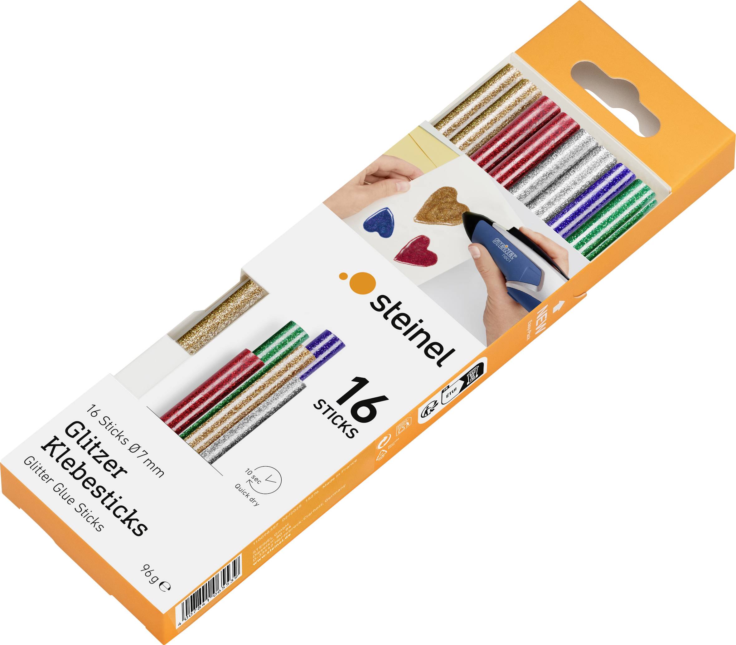 Steinel KLEBESTICKS 7MM GLITZER 96GR Stick colla a caldo 7 mm Oro, Argento, Verde, Blu, Rosso 0.097 kg 16 pz.