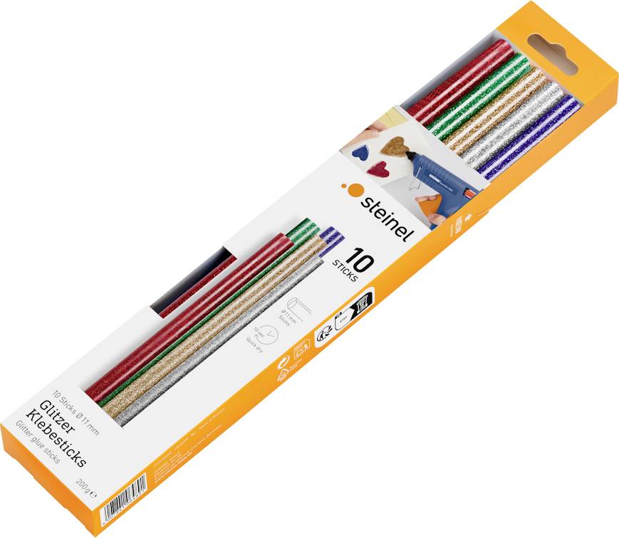 Steinel KLEBESTICKS 200MM GLITZER 200GR Stick colla a caldo 11 mm Oro, Argento, Verde, Blu, Rosso 0.2 kg 10 pz.