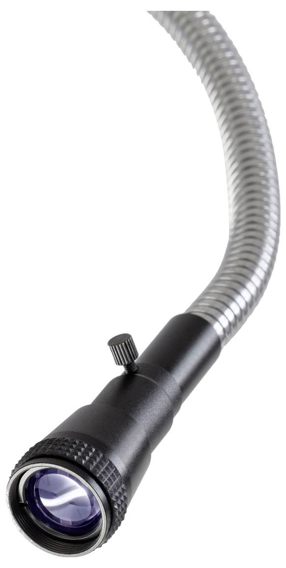 Collo di cigno flessibile con luce LED all'estremità, idoneo per illuminazione mirata in aree difficilmente raggiungibili.