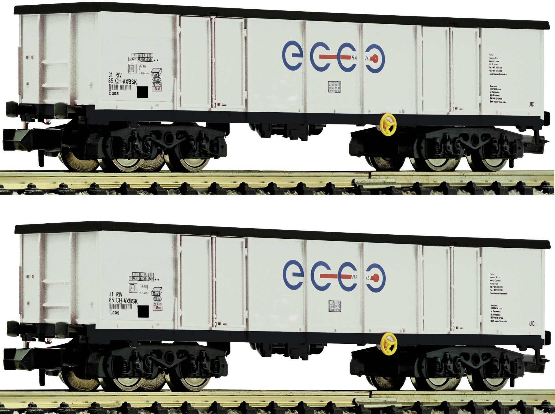 2 pz. Kit: Vagone merci aperto, treno ECco Fleischmann 841014