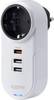 Sygonix TY1721 Caricatore USB 18 W 3x USB-A, Presa schuko Ricarica rapida 3.0 Bianco Ambiente interno