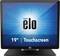 Monitor touchscreen da 19 pollici con il logo di Elo al centro dello schermo, circondato da un fascio di luce blu.