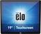 Un monitor touch screen Elo da 19 pollici con uno sfondo blu brillante e il logo 'elo' al centro.