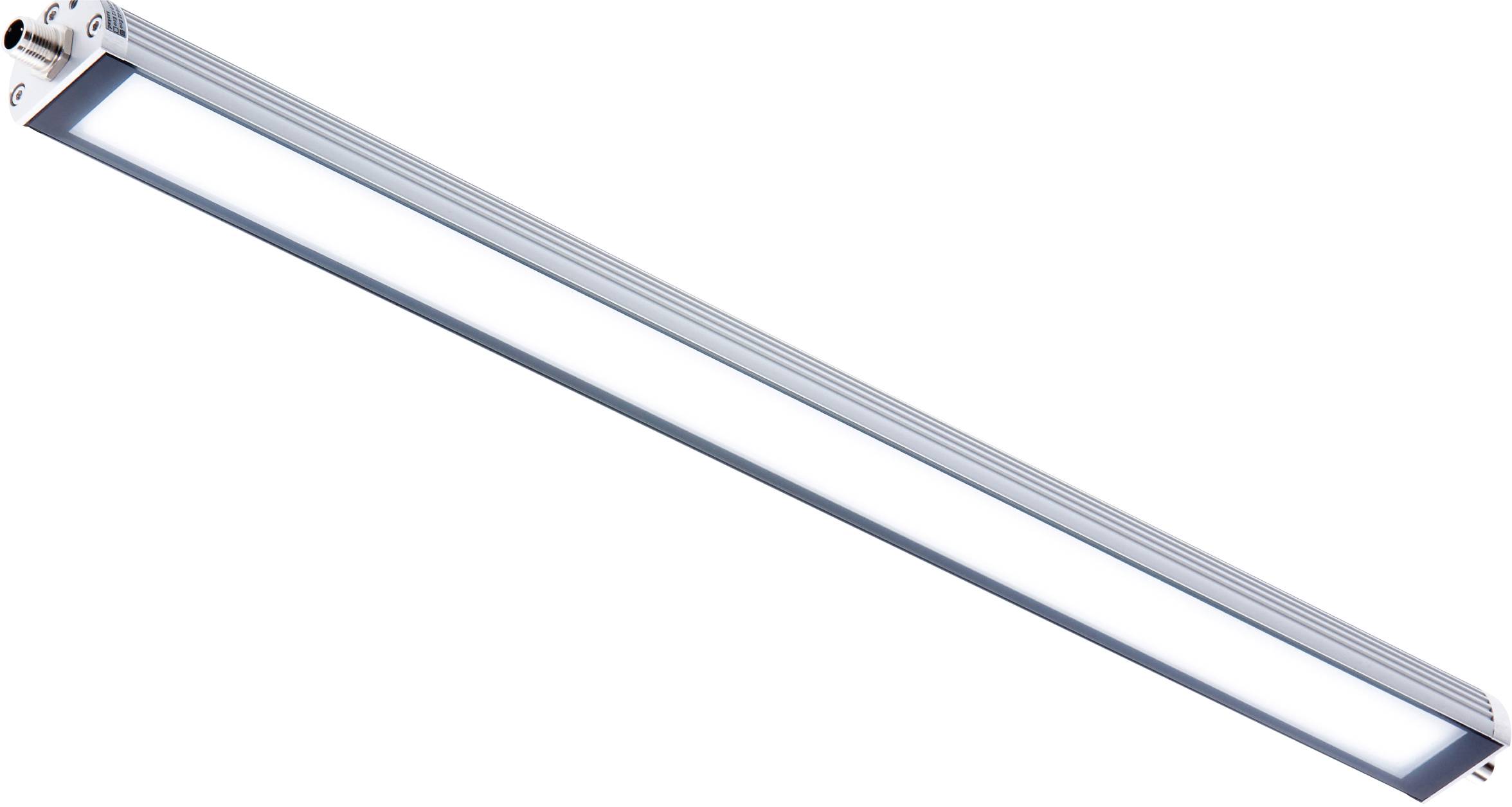 Una luce LED allungata in un involucro semplice color argento. Ideale per il montaggio a soffitto per un'illuminazione uniforme.