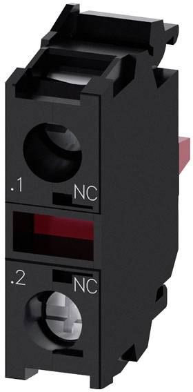 Componente elettrica nera con due aperture rotonde, contrassegnata con '.1 NC' e '.2 NC'.