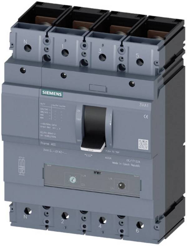 Siemens 3VA1340-4EF42-0AA0 Interruttore 1 pz. Regolazione (corrente): 280 - 400 A Tens.comm.max: 690 V/AC, 600 V/DC (L x A x P) 184 x 248 x 110 mm