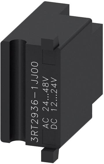 Un componente elettrico nero con la scritta '3RT2936-1JJ00 AC 24...48V DC 12...24V'.