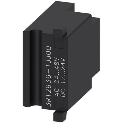 Un componente elettrico nero con la scritta '3RT2936-1JJ00 AC 24...48V DC 12...24V'.