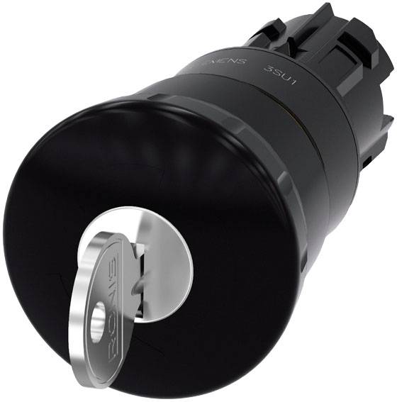 Siemens 3SU10001HG100AA0 3SU1000-1HG10-0AA0 Interruttore a pressione a fungo bloccabile Pulsante Nero Sblocco a chiave 1 pz. Pezzo