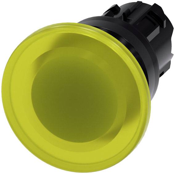 Siemens 3SU10011BD300AA0 3SU1001-1BD30-0AA0 Interruttore a pressione a fungo Anello frontale in plastica Pulsante Nero, Giallo 1 pz. Singolo