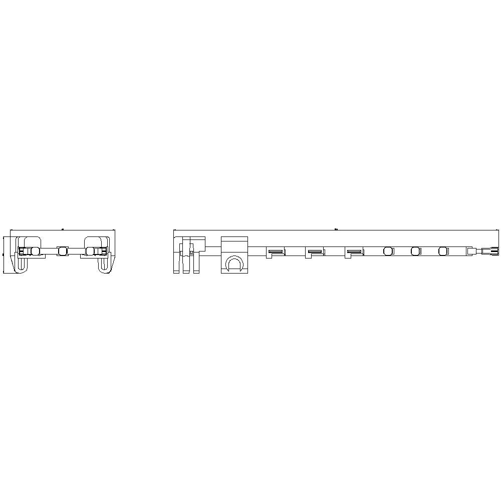 Disegno tecnico di un profilo con vista laterale e frontale, che mostra dimensioni dettagliate ed elementi strutturali.