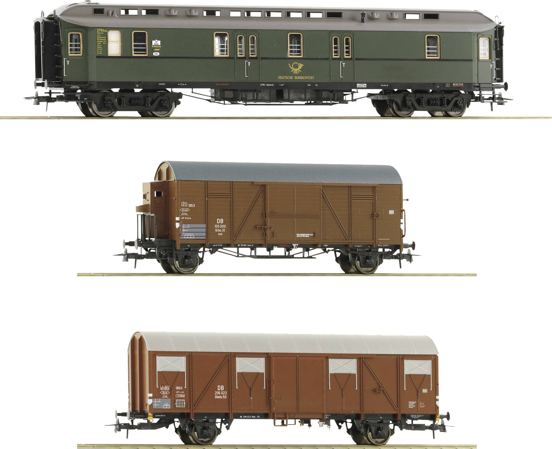 3 pz. Kit: Treno postale, DB Roco 74091
