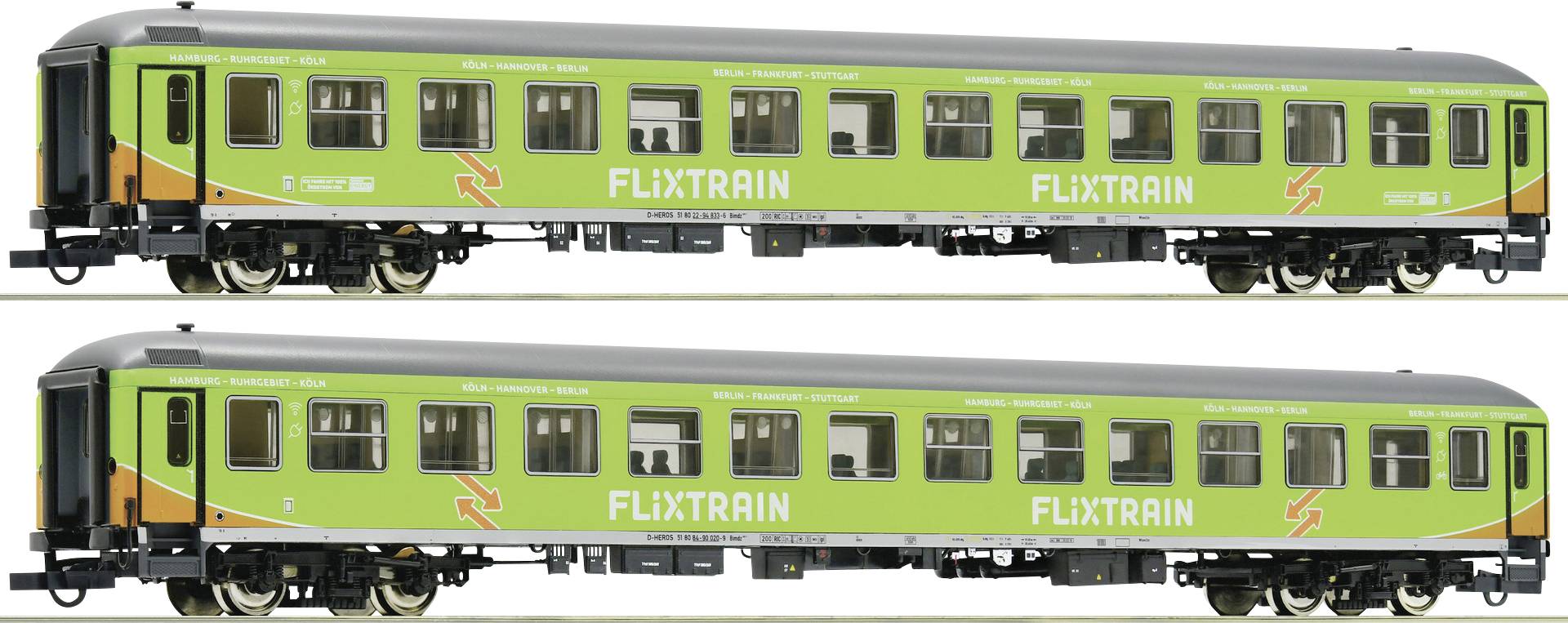 2 pz. Kit: Vagone passeggeri, treno a fogli mobili Roco 74090