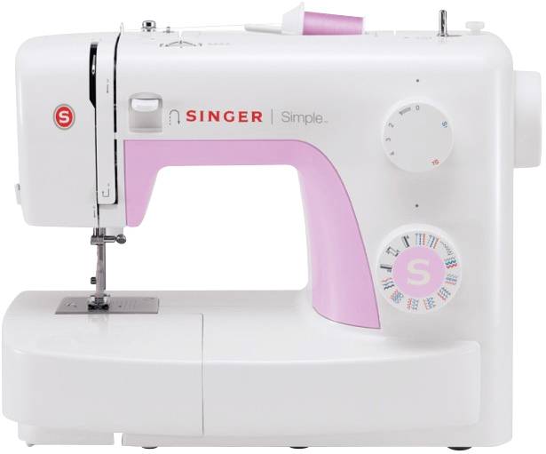 Singer Macchina per cucire a braccio libero Simple 3223 Bianco, Rosa-0