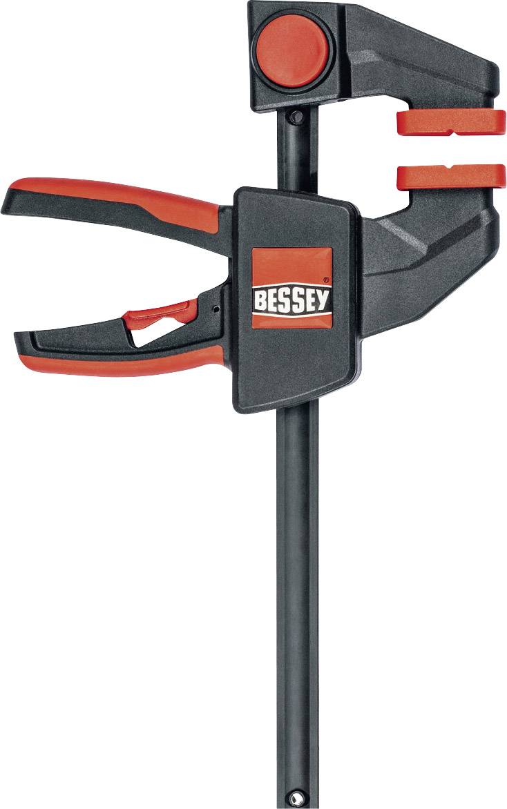 Una pinza rossa e nera con il logo 'Bessey' sul lato, utilizzata per serrare o tendere, è posizionata qui.