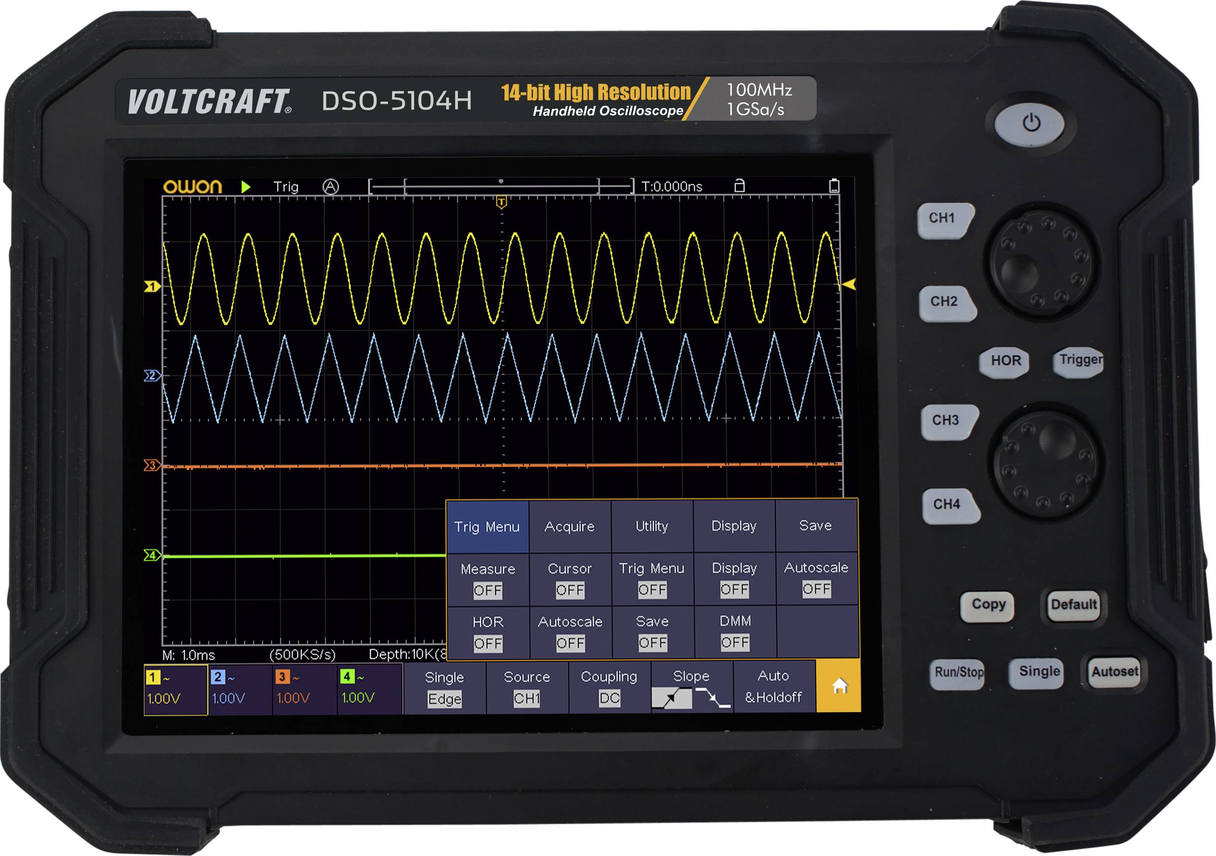 VOLTCRAFT DSO-5104H Oscilloscopio portatile 100 MHz 4 canali 1 Gsa/s 40 Mpts 14 Bit Memoria digitale (DSO), Portatile 1