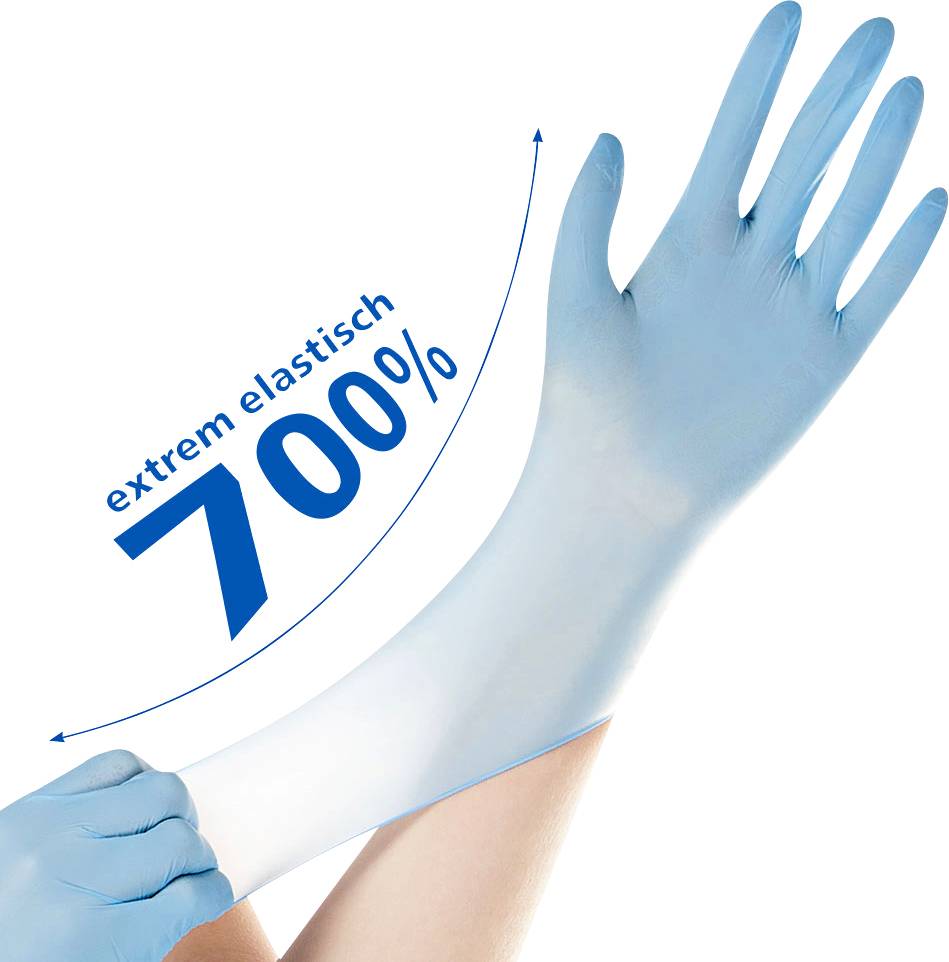 Guanto in nitrile Hygostar SAFE SUPER STRETCH , blu, taglia S, senza polvere-2