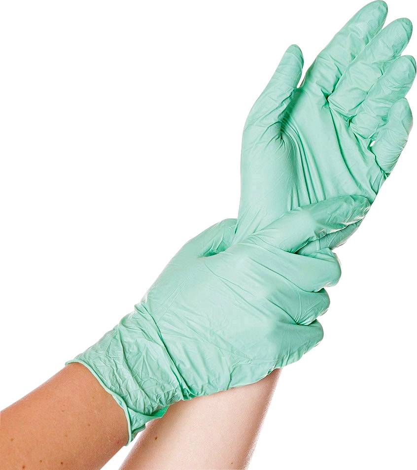 Guanto in nitrile Hygostar SAFE LIGHT, verde, taglia M, senza polvere-0