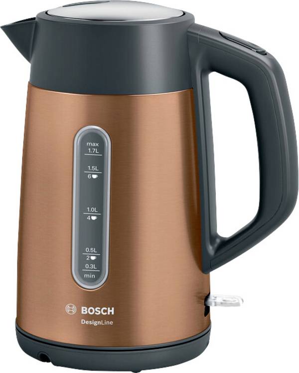 Bosch Haushalt TWK4P439 Bollitore Protezione da surriscaldamento, senza filo, con coperchio basculante Rame Capacità effettiva: 1.7 l