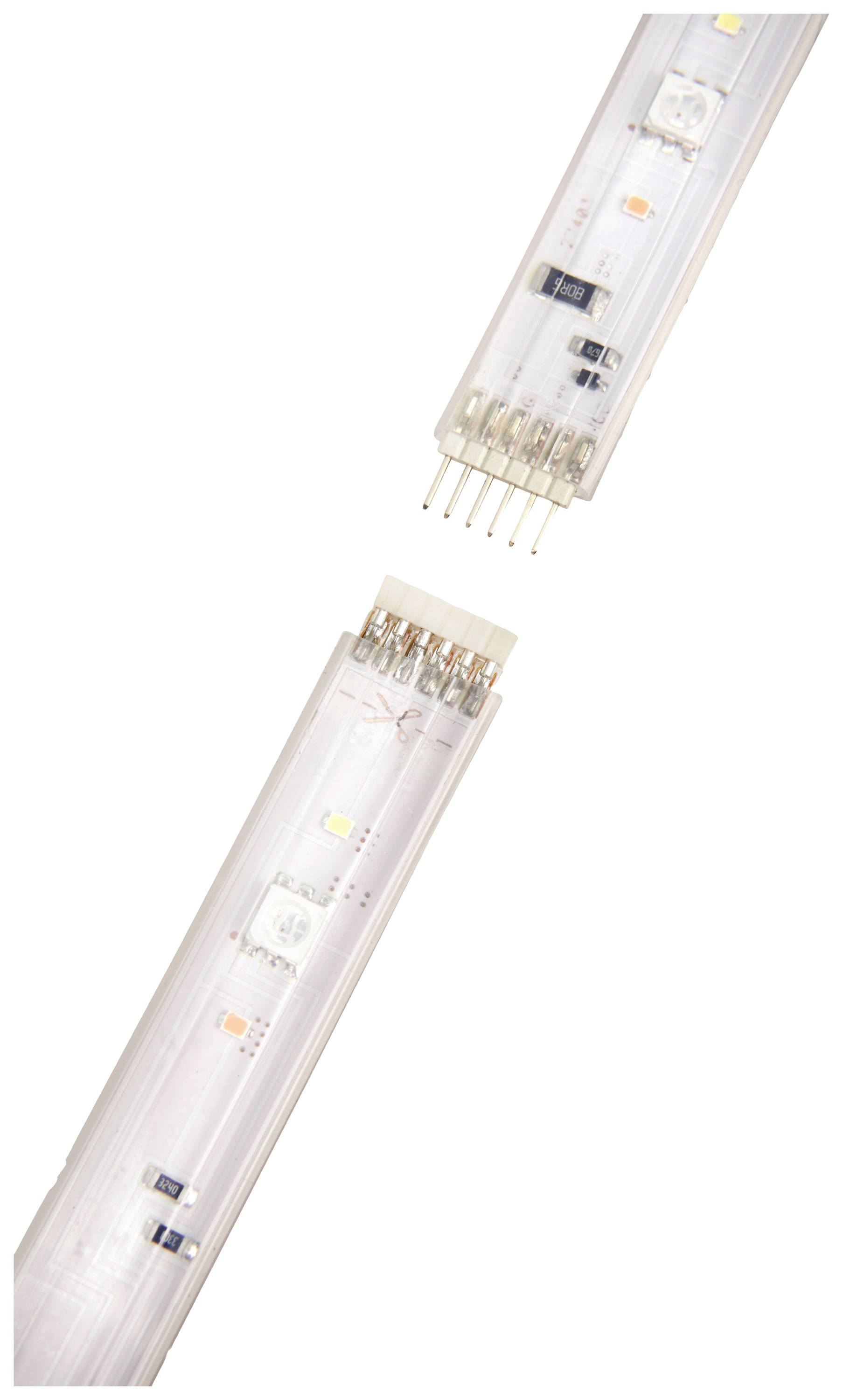 Due lampade LED con coperture trasparenti che mettono in mostra componenti elettronici e connessioni.