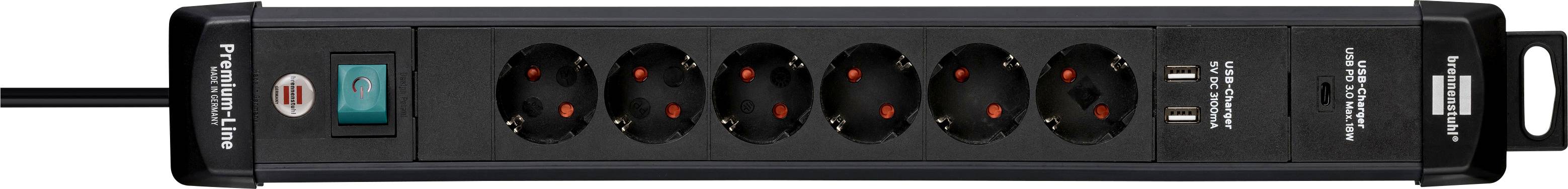 Brennenstuhl 1951160607 Multipresa con interruttore 6 scomparti Nero Schuko 1 pz.-3