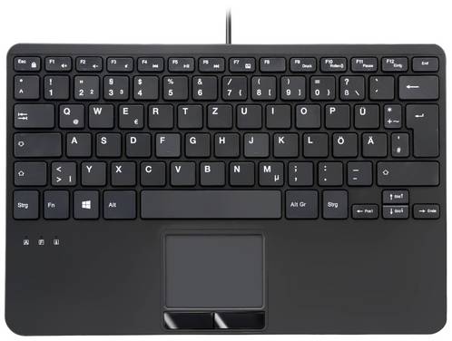 Perixx PERIBOARD-525 H DE USB Tastiera Tedesco, QWERTZ Nero Hub USB, Superfice touch