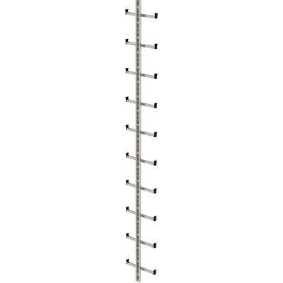 Un supporto verticale in metallo con 16 ganci distribuiti uniformemente su ogni lato, che possono essere utilizzati per conservare o organizzare oggetti.