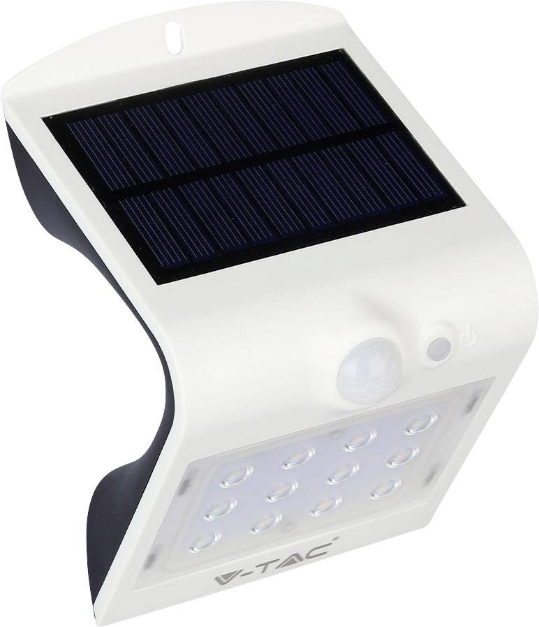 V-TAC Lampada LED Solare a Batteria 1,5W 150LM/W Sensore PIR Colore Bianco Bianco Naturale IP65-0