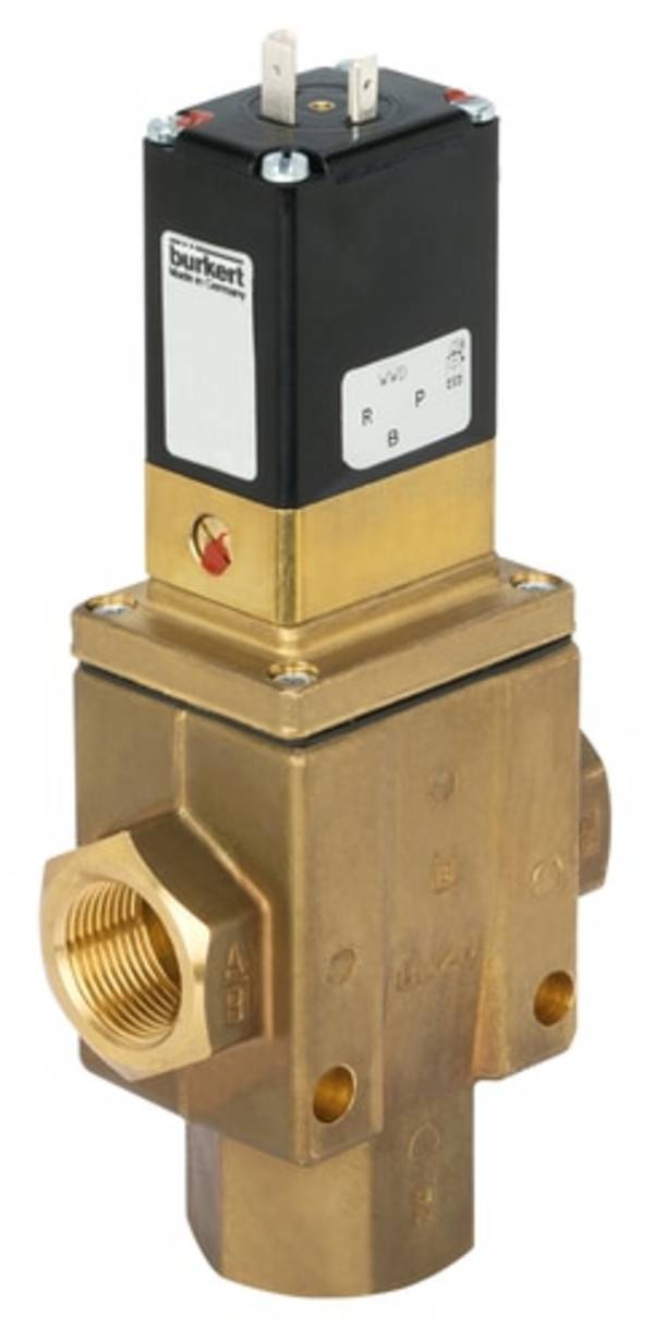 Bürkert Valvola servo-assistita 361874 6430 230 V/AC G 1/2 (manicotto) Larghezza nom 76 mm Normalmente chiuso 1 pz.