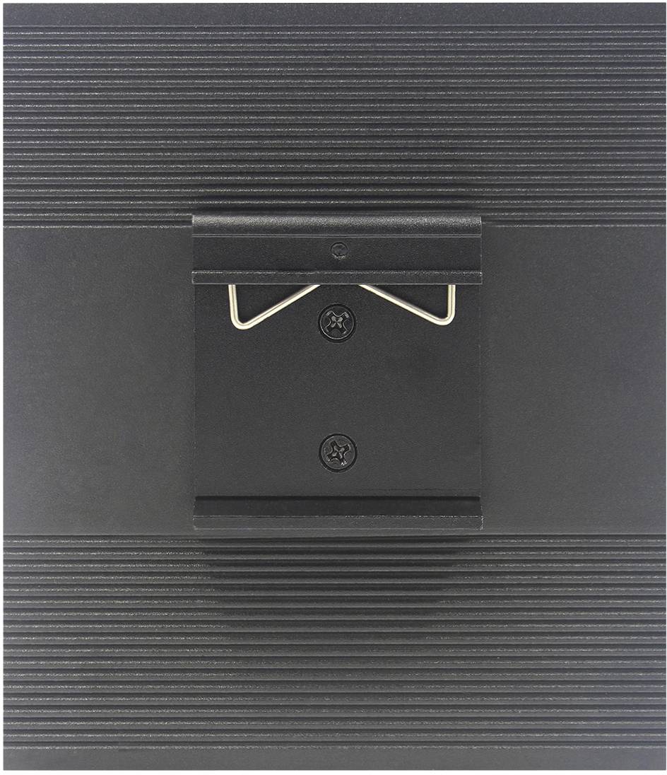 Retro di cornice nera con meccanismo di sospensione, composto da ganci metallici e viti su superficie scanalata.