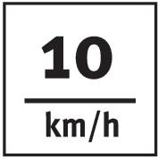 '10 km/h' bianco su sfondo nero.