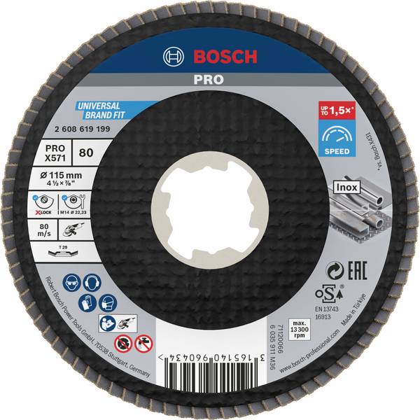 Bosch Accessories 2608619199 disco a lamelle Diametro 115 cm Dimensione dei grani=80 1 pz.