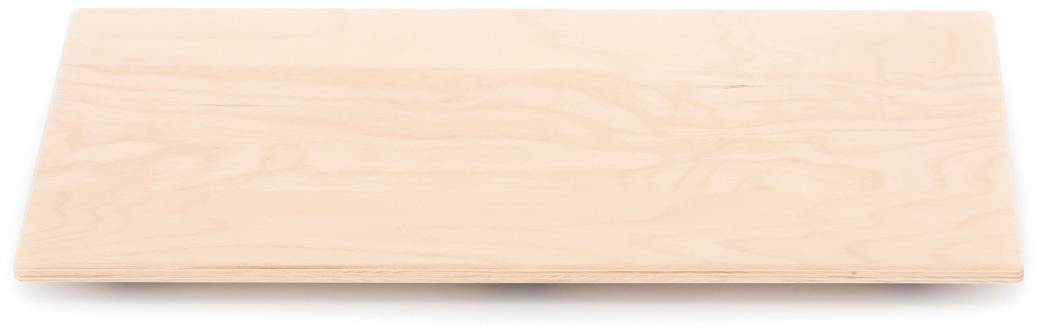 Un tagliere rettangolare, piatto e in legno con superficie liscia. Ideale per servire portate o come tagliere in cucina.
