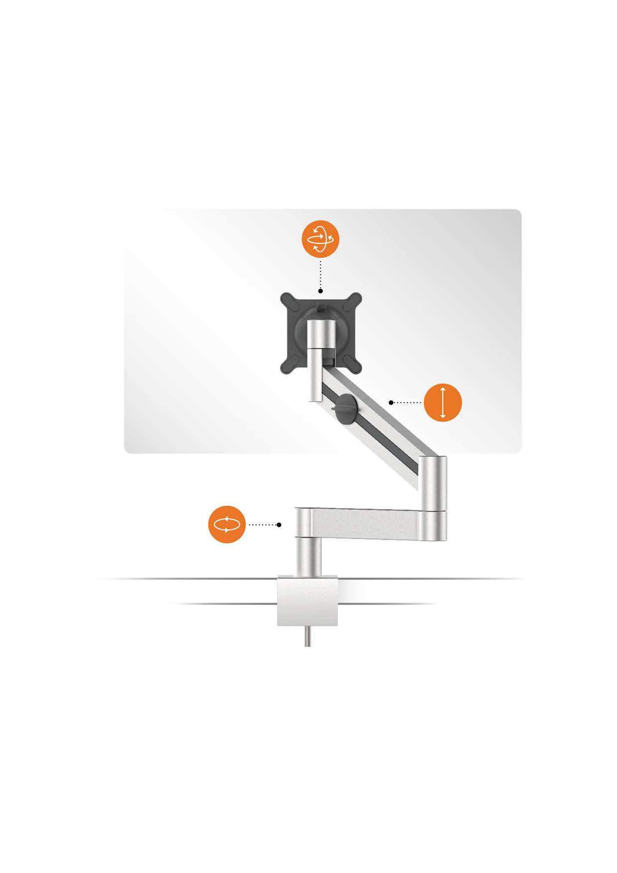 Durable 508323 Supporto da tavolo per monitor 1 Display: (s) 53,3 cm (21") - 96,5 cm (38") Argento Ruotabile, Girevole, -13