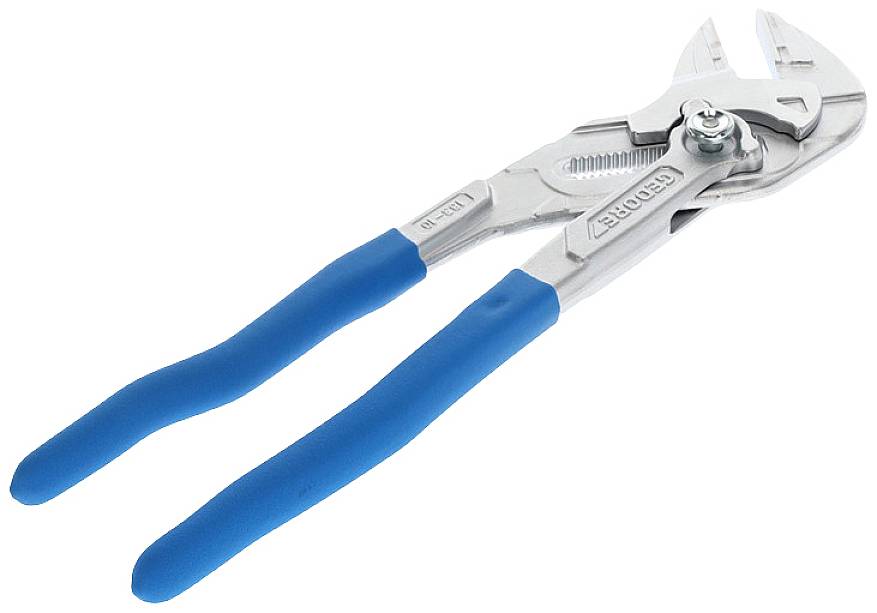 Una pinza per pompa idraulica con manici blu, adatta per afferrare e trattenere oggetti durante i lavori di montaggio.