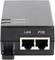 Un dispositivo di rete nero con due porte Ethernet, etichettate con 'LAN' e 'POE'. In alto sono riportati 'POWER' e 'ACTIVE'.