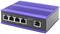 Switch Ethernet compatto blu con cinque porte RJ45, adatto per l'espansione di reti in uffici o reti domestiche.