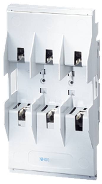 Un portafusibili bianco con tre slot per fusibili, progettato per proteggere circuiti elettrici. Adatto per applicazioni industriali.
