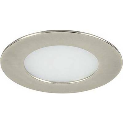 Plafoniera LED con involucro circolare in argento e luce bianca, adatta per illuminazione d'interni moderna.